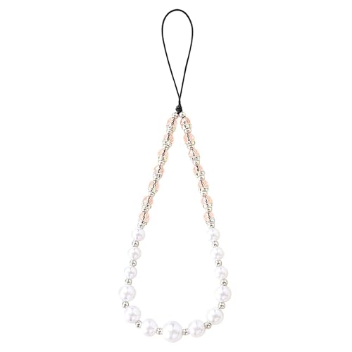 Beaded Phone Charm Lanyard Strap Girly Style Fixed Beads Pearl Lanyards - color: PH-bszz-1