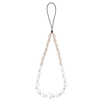 Beaded Phone Charm Lanyard Strap Girly Style Fixed Beads Pearl Lanyards - color: PH-bszz-1