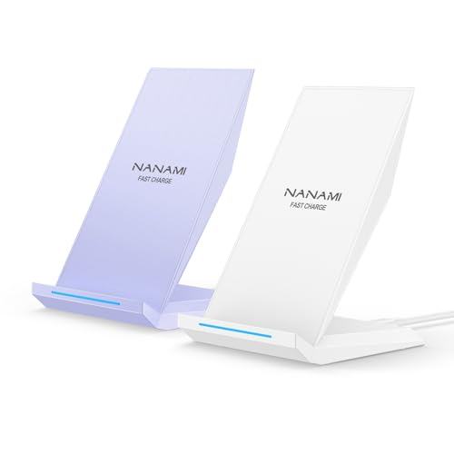 NANAMI Fast Wireless Charger 2 Pack, Desktop Wireless Charging Stand - color: White/Purple