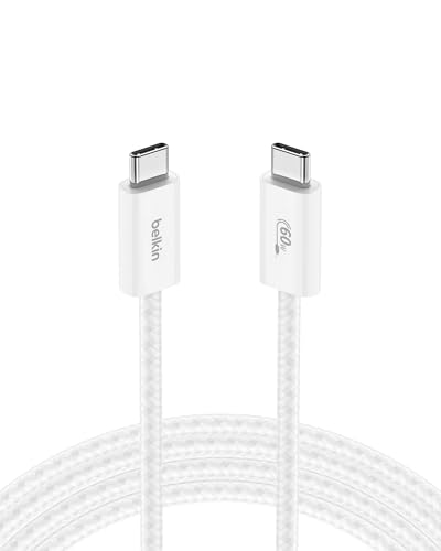 Belkin USB C to USB C 60W Braided Cable 6.6ft iPhone Charger Cord - color: White, style: 6.6 ft