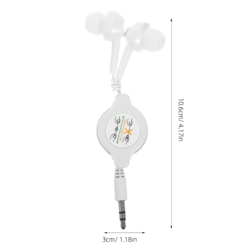Mipcase Retractable Earbuds with 3.5mm Jack, Tangle-Free Wired in-Ear Headphones, Dual Pull Stretchable Earphones for MP3 Player Smartphone Airplane Travel, White