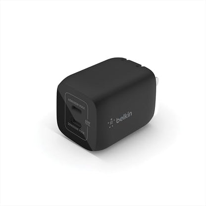 Belkin 65W Dual GaN USB C Charger Block, Fast Charging for Travel - style: 65W Black