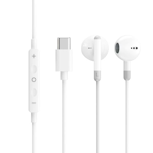 5 Pack Upgraded USB C Headphones for iPhone 17/16/15 Pro Max iPad Plus TypeC Earphones with Microphone Volume Control USBC Wired Earbuds USB Type C Earphone for Samsung S26/S25(1.2M/4Ft)