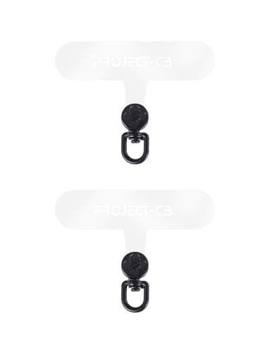 Phone Tether Tab 2 Pack,Universal Phone Lanyard Patch without Adhesive,Phone Strap Replacement Part for Cell Phone (Clear-Black) - color: Clear-black