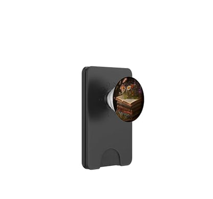 Librarian Flowery Book Lover Bookish Floral Aesthetic PopSockets PopWallet for MagSafe - style: Magnetic PopWallet