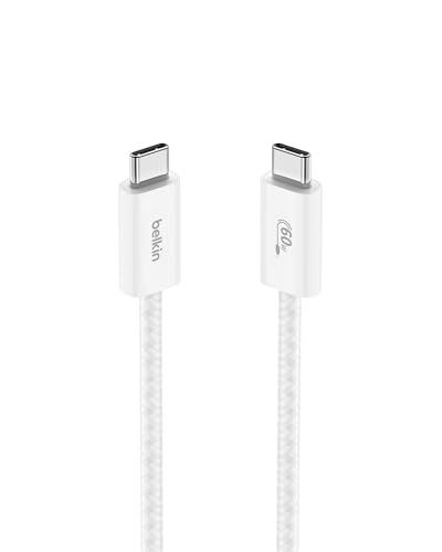 Belkin USB C to USB C 60W Braided Cable 3.3ft iPhone Charger Cord - color: White, style: 3.3 ft