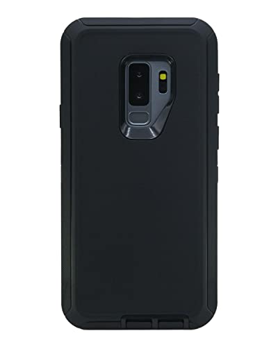Case for Galaxy S9 Plus (6.2") Heavy Duty Full Body Military Grade Drop Protection Carrying Cover Holder | Holster for Men Belt with Clip Stand – Black/Black - color: Black / Black