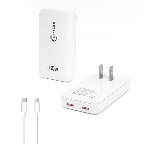 65W Slim USB C Wall Charger, Compact USBC Charger Block with Dual Port - color: White(Cable)-1PC