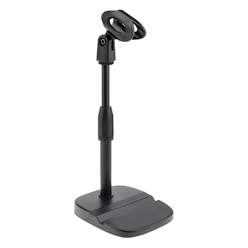 RTNLIT Desktop Mic Stand with Phone Holder, 5/8" to 3/8" Screw Adapter