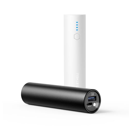 SIXTHGU Small Portable Charger 2-Pack, 5000mAh USB-C Mini Travel Power Bank - color: Black and White