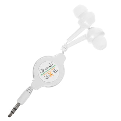 Mipcase Retractable Earbuds with 3.5mm Jack, Tangle-Free Wired in-Ear Headphones, Dual Pull Stretchable Earphones for MP3 Player Smartphone Airplane Travel, White