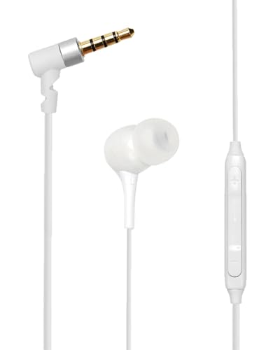 Single Side Earphone , In Ear One Ear Earphone with Mic and in-line Control,For Both Left and Right Ears, 3.5mm Plug Compatible with iPods, iPad, Portable Players, Tablets, MP3 Players, Radios (White)