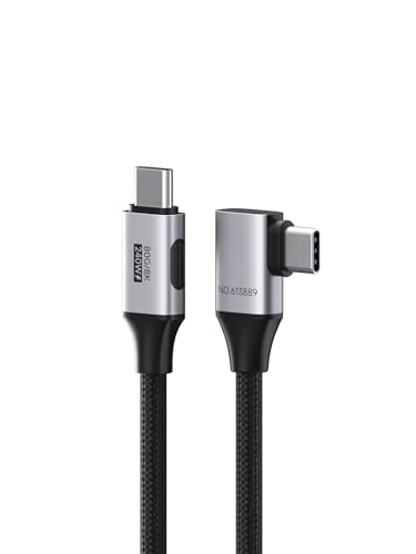 Hagibis USB4 Cable, Right Angle 90Degree Braided 80Gbps, 240W Fast Charging, 8K@60Hz USB4 V2.0 USB-C Cable for iPhone 17 16 15 Pro Max, iPad Pro, MacBook, Thunderbolt 5/4 (Side 90 Degree, 1.6FT) - color: Side 90 Degree, size: 1.6FT