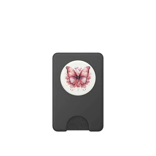 Pink Butterflies And Flowers Floral Butterfly PopSockets PopWallet for MagSafe - style: Magnetic PopWallet