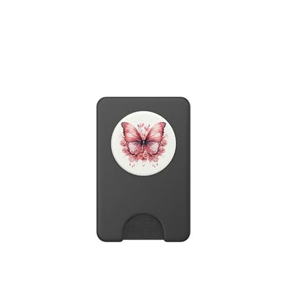 Pink Butterflies And Flowers Floral Butterfly PopSockets PopWallet for MagSafe - style: Magnetic PopWallet