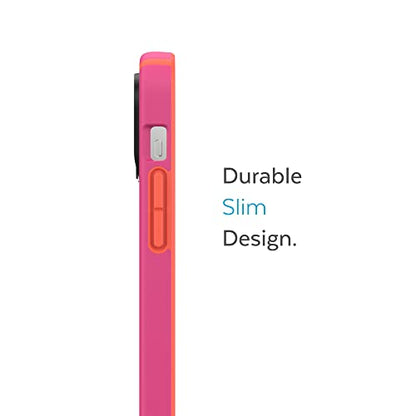 Speck iPhone 14 Pro Max Case - Slim, Drop Protection, Scratch Resistant, Soft Touch, Dual Layer, Digital Pink/Energy Red CandyShell Pro - color: Digital Pink/Energy Red