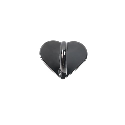 12Pcs Phone Charm Hook Adhesive (Heart Shaped, Black, Small) - color: Black (S)