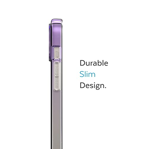 Speck Clear iPhone 15 Plus & 14 Plus Case Drop Protection, Scratch Resistant Dual Layer Slim Phone Case for 6.7" iPhones - Anti-Yellowing & Anti-Fade Case - Ombre Amethyst Purple Fade/Clear GemShell - color: Amethyst Purple Fade/Clear