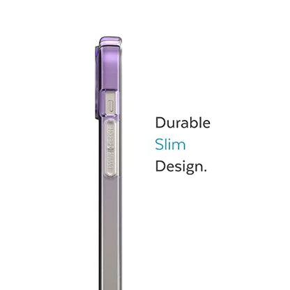 Speck Clear iPhone 15 Plus & 14 Plus Case Drop Protection, Scratch Resistant Dual Layer Slim Phone Case for 6.7" iPhones - Anti-Yellowing & Anti-Fade Case - Ombre Amethyst Purple Fade/Clear GemShell - color: Amethyst Purple Fade/Clear