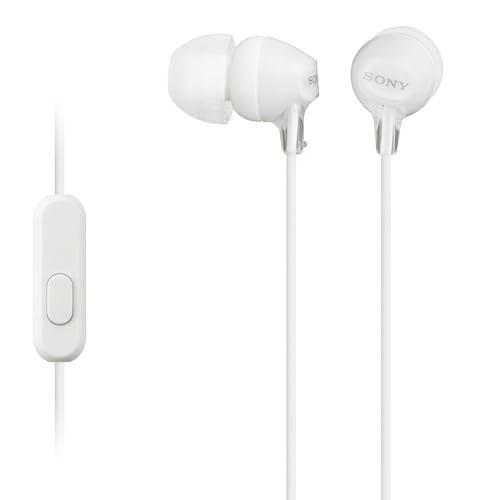 Sony MDREX15AP in-Ear Earbud Headphones with Mic, White - color: White (Pack of 1), style: 3.5mm Aux, Mic