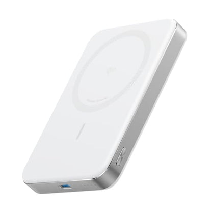Anker MagGo Power Bank, 10,000mAh Qi2-Certified 15W Portable Charger | Slim and Fast MagSafe-Compatible Battery Pack, Ergonomic Design, for iPhone 16 / 15 / 14 / 13 Series and More - color: White