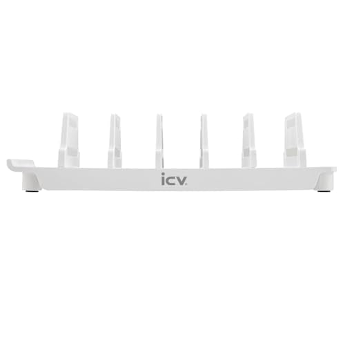 iCV Adjustable Universal Multi Device Organizer Dock Stand Holder, Compatible for iPhone, Samsung Galaxy, Google Nexus, Pixel, All Android Phone-No Charging Port (White) - color: White