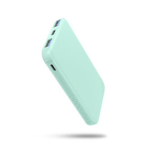 S22 Portable Charger, Mini Colorful Power Bank, PowerNano, 5000mAh External Battery Pack Compatible with iPhone 15/14/13/12/11/X All Series and Android Phone,Green - color: green