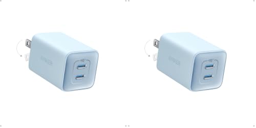 Anker Nano Phone Charger,47W Max 2-Port GaN Fast Charger USB C (Pack of 2) - color: blue, size: 2.36 x 3.94 x 2.36 Inch (Pack of 2)
