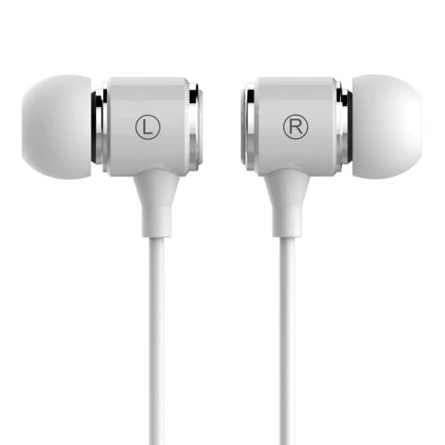 Long Cord Wired Earbuds no Microphone Headphones Watching tv with Extra Noise isolating Blocking bass Ear Buds Without mic Corded Length Earphones - size: 10FT White without Microphone
