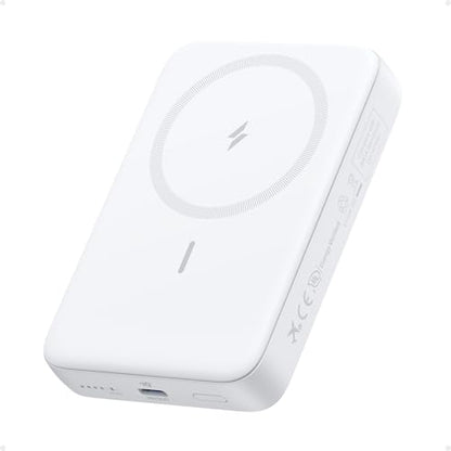 Anker Zolo Magnetic Power Bank, Compact 10,000mAh Wireless Portable Charger with 30W Max Fast Charging, Skin-Friendly and Durable Battery Pack, for iPhone 16/15/14 Series, AirPods, and More (White) | Compact Wireless Battery Pack with 30W Max Fast Chargin