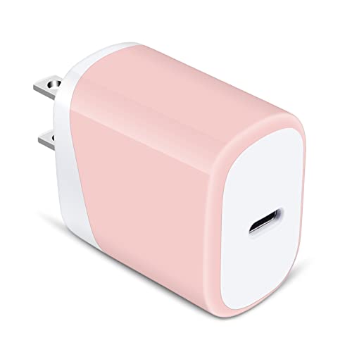 Fast Charger Block for iPhone 17e 17 Air Pro Max 16e 16 15 14 13 12 11 XR XS X 8 7 6,Samsung Galaxy A17,ZFold7,Flip7,Pixel 10a Pro,20W USB-C Power Adapter Fast Charging Box Travel Cube Wall Plug Brick - color: Pink