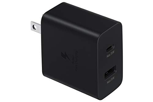 SAMSUNG 35W Dual Port Wall Charger USB C Adapter, Super Fast Charging Block for Galaxy Phones and Devices, Cable Not Included, 2021, US Version, Black - size: 35 W, style: Without Cable