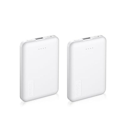 Miady 2-Pack Small Portable Charger 5000mAh Power Bank Travel Battery Pack - color: White+White