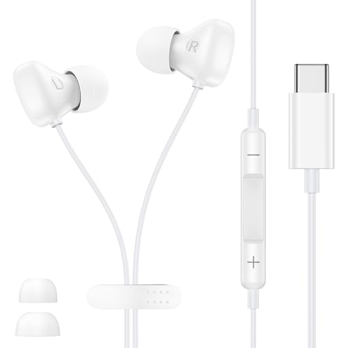 for iPhone 17 Earbuds Wired USB C Ear Buds for iPhone 17/17 Pro/17 Pro Max - color: White