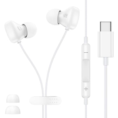 for iPhone 17 Earbuds Wired USB C Ear Buds for iPhone 17/17 Pro/17 Pro Max - color: White