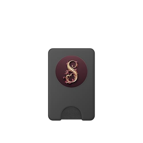 Red Initial Letter S Personalized Pretty Script PopSockets PopWallet for MagSafe - style: Magnetic PopWallet