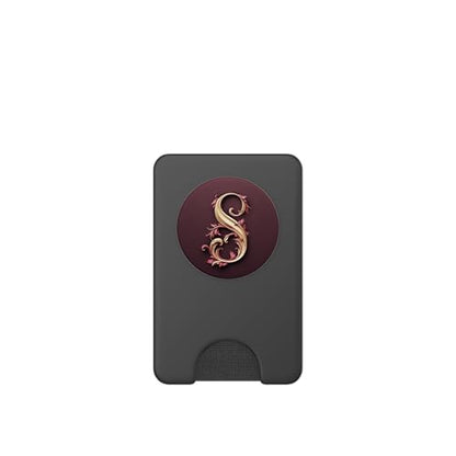 Red Initial Letter S Personalized Pretty Script PopSockets PopWallet for MagSafe - style: Magnetic PopWallet