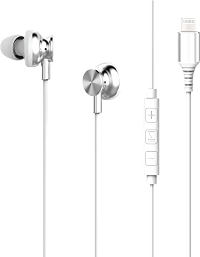 Wired Earbuds w/ Lightning Connector, Mic & Cord, Earphones for iPhone/iPad