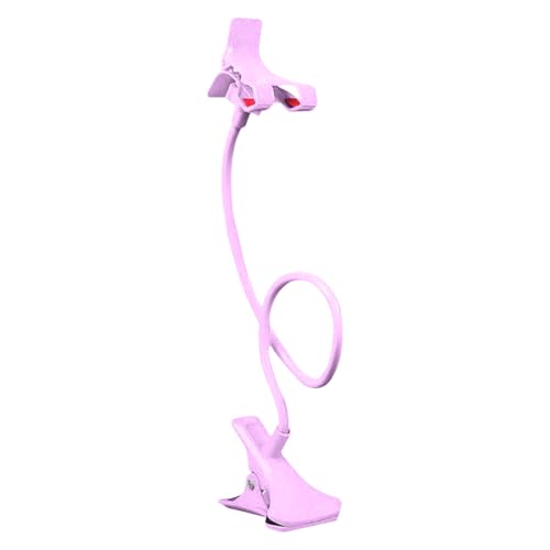 Gooseneck Phone Holder for Bed, Bed Table Phone Mount, Long Lazy Arm Headboard Bedside Bracket Clamp Stand, Easy 360 Adjustment Flexible Cellphone Clip for Home Offices Kitchen Gyms Table, 50cm - color: Pinks