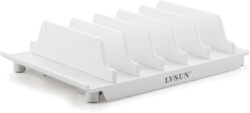 Adjustable Phone Stand Holder Dock Mobile Phone Tablet Organizer Multi Device Universal Desktop Stand Rack for iPhone Samsung Kindle Fire Tablet and Most Electronics Devices-No Charging Port (S-White) - color: S-White