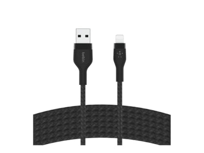Belkin USB A to Lightning Braided Cable 9.9ft Fast iPhone Charger Cord - color: Black, style: 3M