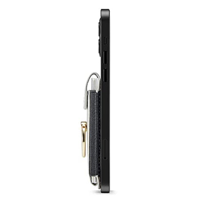 Phone Card Holder with Ring Grip for Back of Phone,Adhesive Stick-on Credit Card Wallet Pocket for iPhone,Android and Smartphones (Gray) - color: Gray