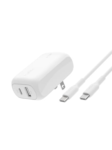 Belkin 42W USB C and USB A Charger Block, USB C to C Cable Included - style: Includes C-C Cable