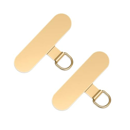saxsion 360° Rotating Phone Tether Tab & Lanyard Connector, 44lbs Stainless Steel Phone Clip, Universal Swivel Adapter for Straps, No-Adhesive Case Insert - color: D-ring (Champagne Gold*2)