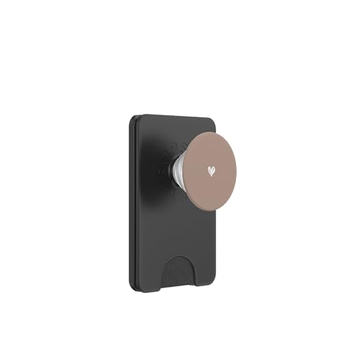 Cute Mocha Brown Heart Love Minimalist PopSockets PopWallet for MagSafe - style: Magnetic PopWallet