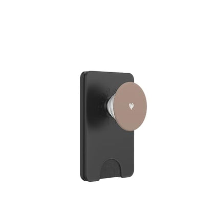 Cute Mocha Brown Heart Love Minimalist PopSockets PopWallet for MagSafe - style: Magnetic PopWallet