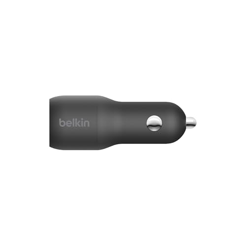 Belkin 37 Watt Dual USB Car Charger - Power Delivery 25W USB C Port & 12W USB A Port for PPS Charging Apple iPhone 14, 14 Pro, 14 Pro Max, iPhone 13, Samsung Galaxy, AirPods - Included Lightning Cable - size: 1.0 inches, style: Dual USB-A & C 37W + LGT Ca