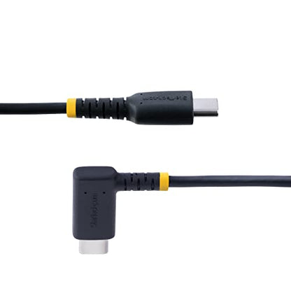 StarTech 1ft/30cm USB-C to USB-C Right-Angle Cable, Black, 60W PD, USB 2.0 - size: 1 ft / 0.3 m, style: right angle