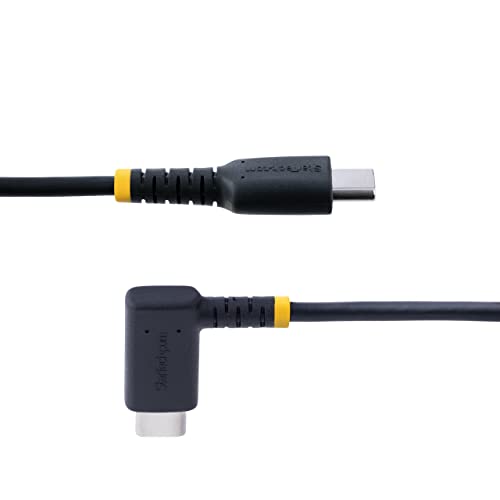 StarTech 3.3ft/1m USB-C to USB-C Right-Angle Cable, Black, 60W PD, USB 2.0 - size: 3 ft / 1 m, style: right angle