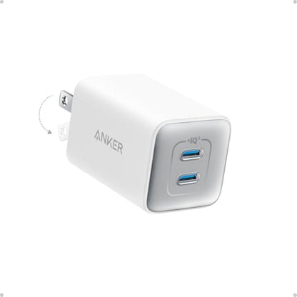 Anker Nano Phone Charger,47W Max 2-Port GaN Fast Charger USB C - color: white, size: 2.36 x 3.94 x 2.36 inche